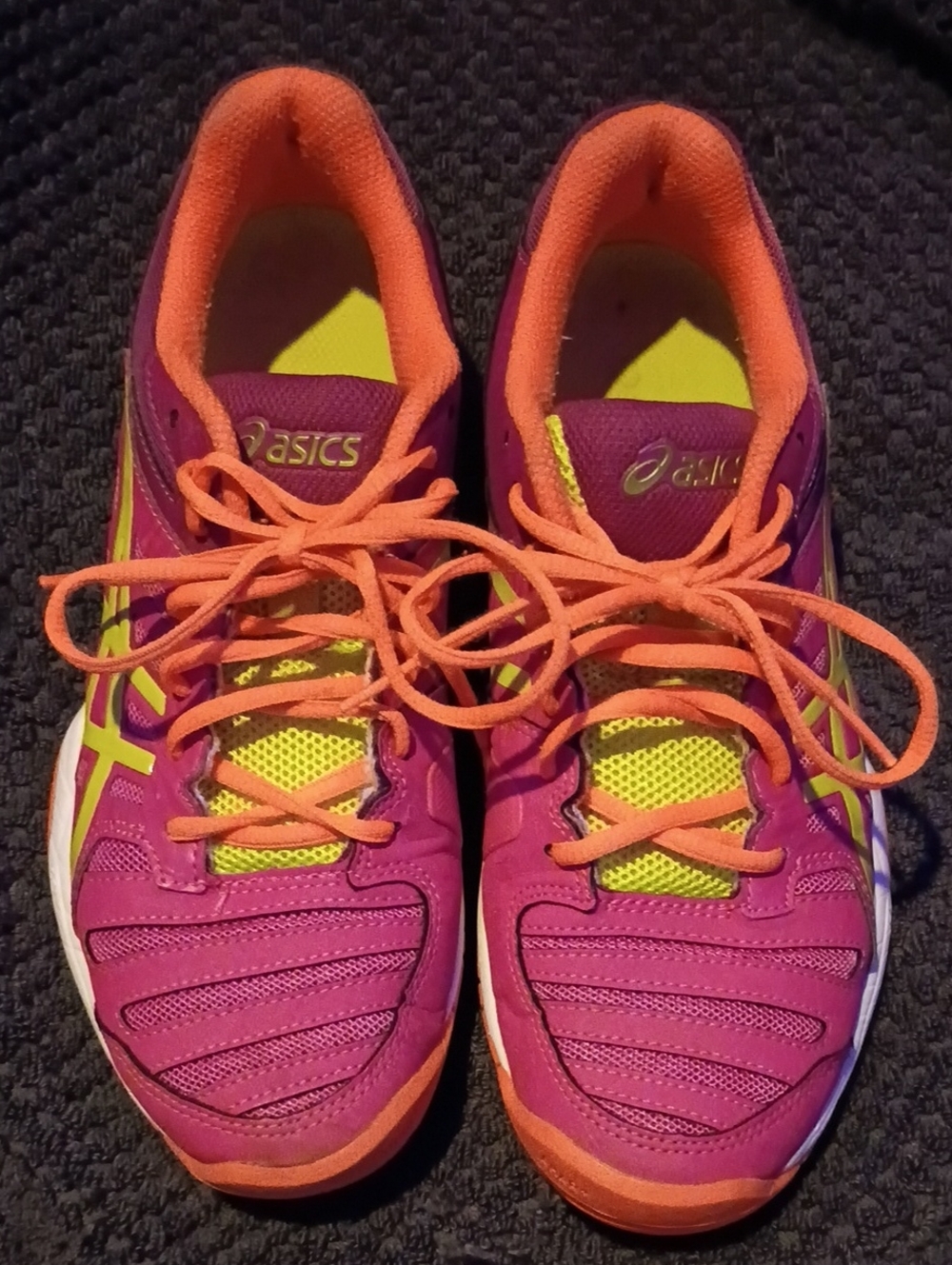 ASICS Pink Athletic Running Shoes with Orange Laces
